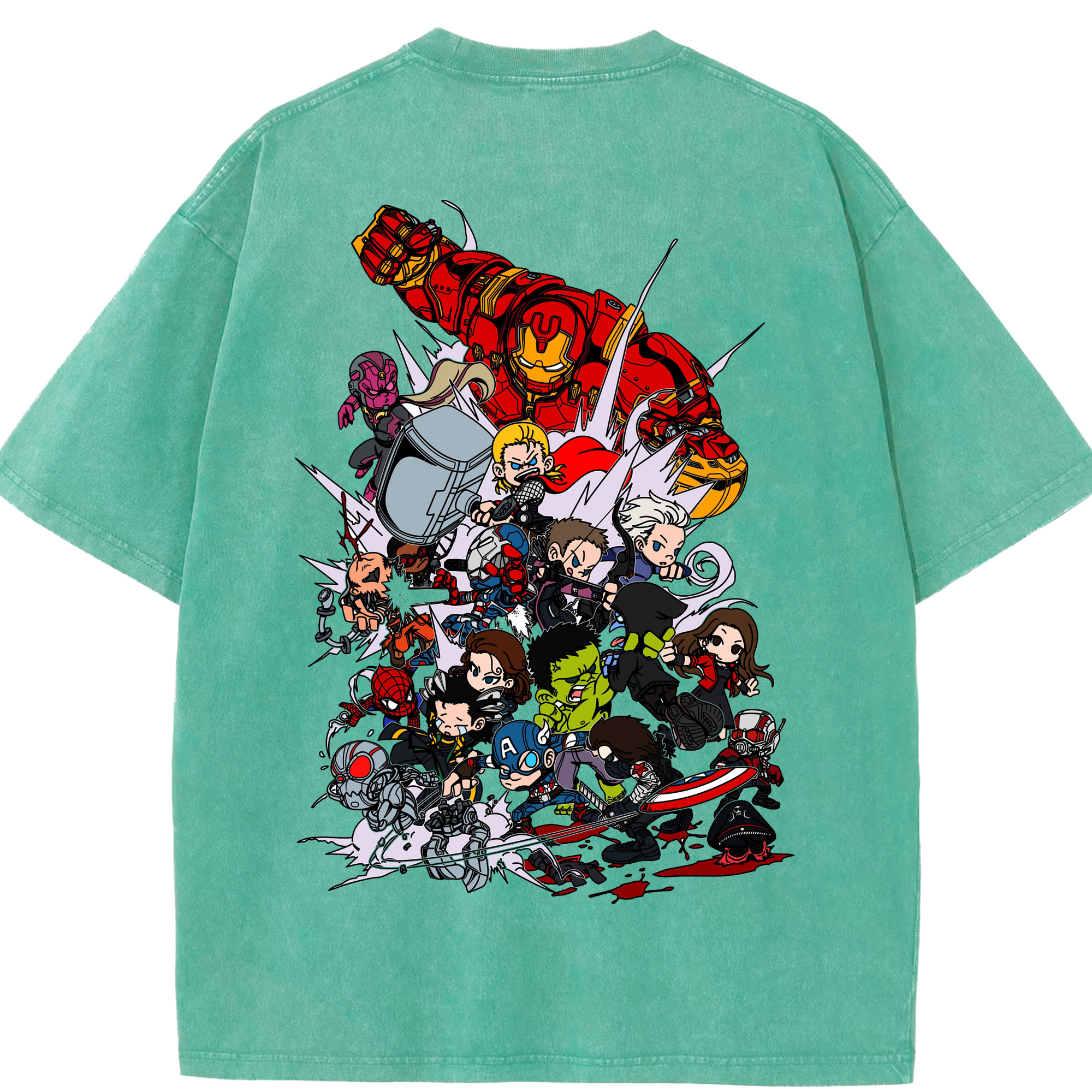 （画像用） アベンジャーズ The Avengers 綿100% ヴィンテージ風 半袖Tシャツ（背面プリント）